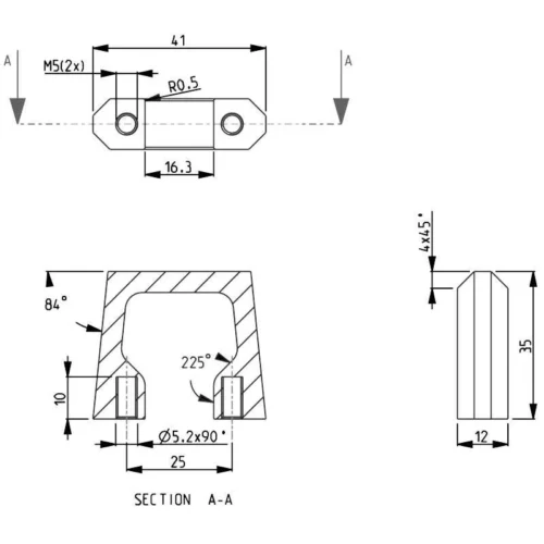 rack handle aluminum 1u dimensions